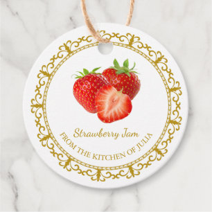 Étiquettes Cadeau Vintage confiture de fraise maison Hang Tag l Blan