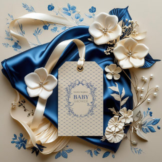 Étiquettes-cadeau Vintage Coquette Blue Bow floral