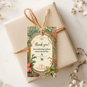 Étiquettes-cadeau Vintage Floral Art Nouveau Mariage