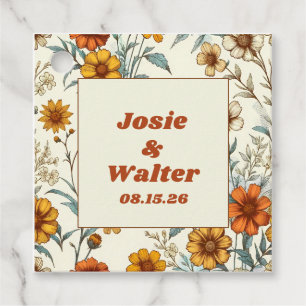 Étiquettes Cadeau Vintage Floral les années 70 inspiré un Mariage in