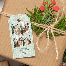 Étiquettes-cadeau Vintage Green Plaid Christmas