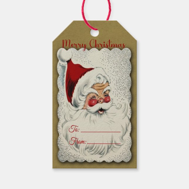 Étiquettes-cadeau Vintage Jolly Santa (Devant)