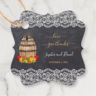 Étiquettes Cadeau Vintage Lace Winch Chalk Thanksgiving Mariage