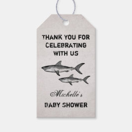 Étiquettes-cadeau Vintage maman et bébé requin Baby shower de plage