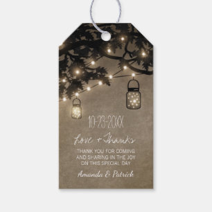 Étiquettes-cadeau Vintage Mason Jar Oak Tree Mariage Merci Tags