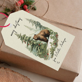 Étiquettes-cadeau Vintage Noël Hiver Bois Nom de l'ours