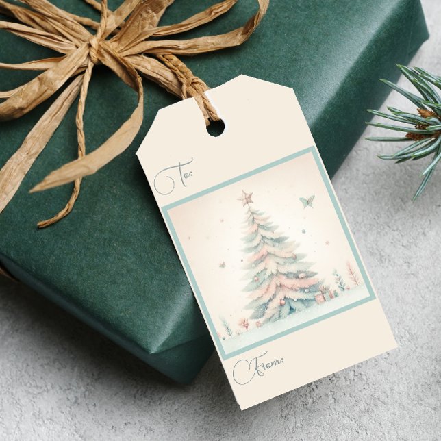 Étiquettes-cadeau Vintage pâle Joyeux Noël (Vintage pale Merry Christmas Gift Tags)