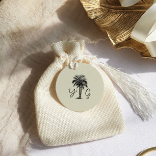 Étiquettes Cadeau Vintage Palm Tree Monogramme Mariage