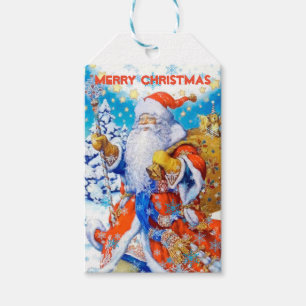 Étiquettes-cadeau Vintage Père Noël Custom Joyeux Noël
