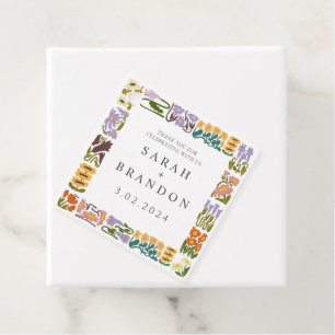 Étiquettes Cadeau Vintage Retro coloré Mariage floral