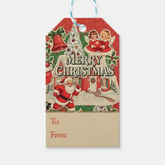 Étiquettes-cadeau Vintage Santa