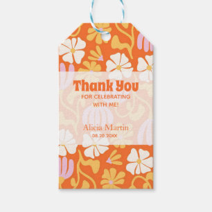 Étiquettes-cadeau Vintage Super Fleur orange Anniversaire Merci