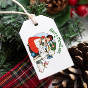 Étiquettes-cadeau Vintage Teddy Bear Joyeux Noël