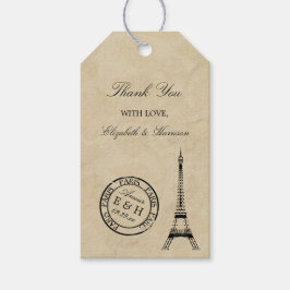 Étiquettes-cadeau Vintage Tour Eiffel Paris Postmark Mariage Favoris