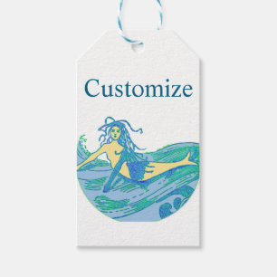 Étiquettes-cadeau Vintage Waveriding Sirène Thunder_Cove