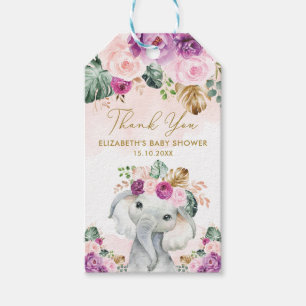 Étiquettes-cadeau Violet Blush Tropical Flower Baby shower