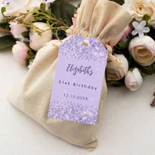 Étiquettes-cadeau Violet confetti d'anniversaire élégant