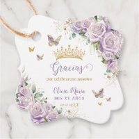 Violet Lilac Rose Floral Quinceanera 15 Bilingue