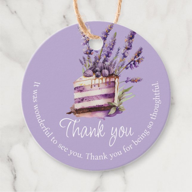 Étiquettes Cadeau Violet premier anniversaire Merci personnalisé (Devant)