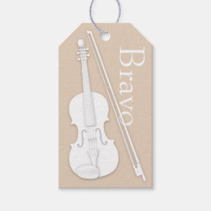 Étiquettes-cadeau Violon blanc & Bow Beige Occasion musicale personn