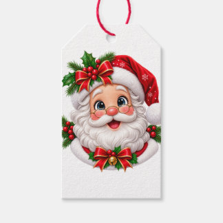 Étiquettes-cadeau Visage de Père Noël Mignon