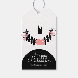 Étiquettes-cadeau Visage de squelette d'Halloween Bonbons ou Farces