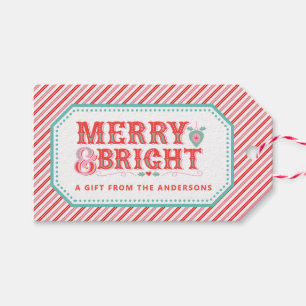 Étiquettes-cadeau Visage Père Noël joyeux Joyeux et lumineux