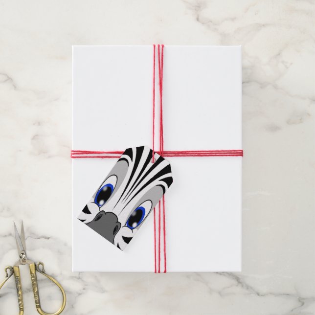 Étiquettes-cadeau Visage Zebra (Avec de la ficelle)