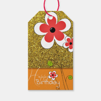 Étiquettes-cadeau Vœux d'anniversaire fleuris