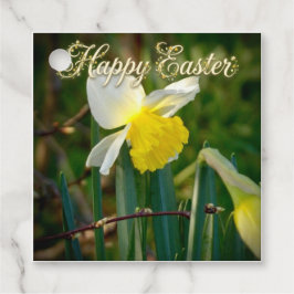 Étiquettes Cadeau Vœux de Pâques et jonquilles