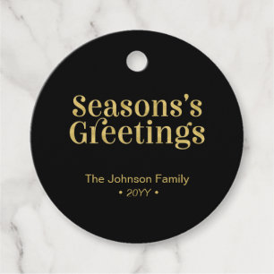 Étiquettes Cadeau Vœux de saison Or & Noir Noël Vacances