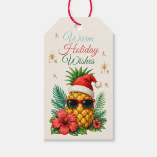Étiquettes-cadeau Vœux de vacances tropicaux Pinède Santa Cadeau