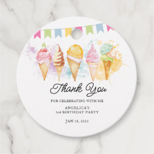 Étiquettes Cadeau Voici la crème glacée Scoop ronde