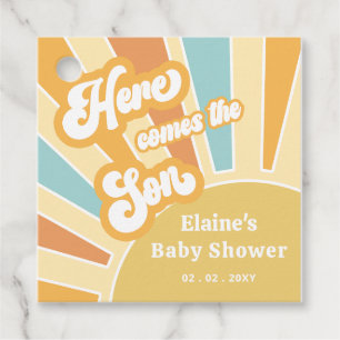 Étiquettes Cadeau Voici le baby shower retro de son boho