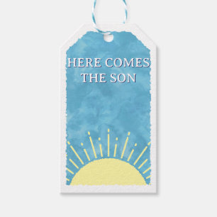 Étiquettes-cadeau Voici Le Baby shower Son Aquarelle Personnalisé