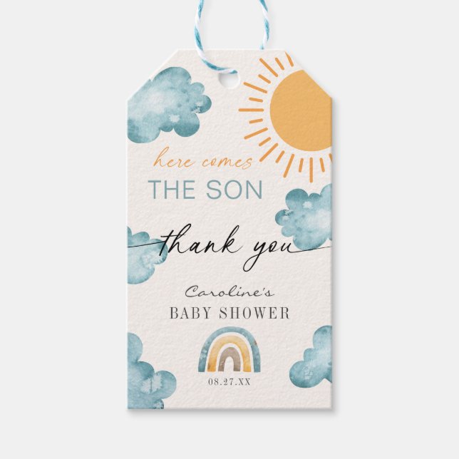 Étiquettes-cadeau Voici Le Son Baby shower Sunshine (Devant)