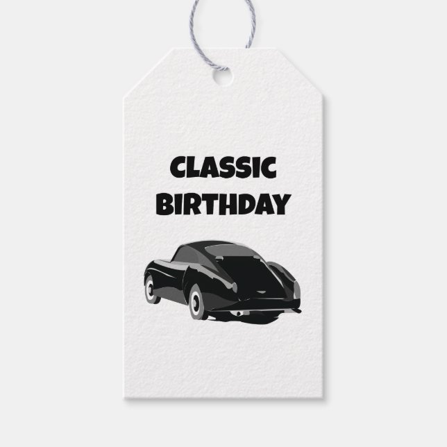 Étiquettes-cadeau Voiture classique vintage Anniversaire (Devant)
