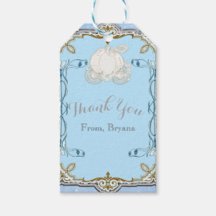 Étiquettes-cadeau Voiture de Cendrillon avec Étincelle Bleue Faveur 