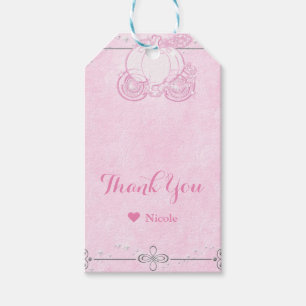 Étiquettes-cadeau Voiture de Cendrillon scintillante rose Faveur de
