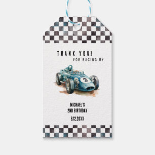Étiquettes-cadeau Voiture de course à 2 ans