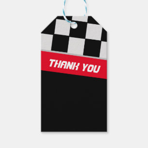 Étiquettes-cadeau Voiture de course Noir et Rouge Premier anniversai