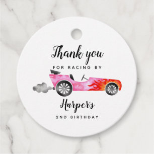 Étiquettes Cadeau Voiture Rose Merci Pour La Course Par Anniversaire