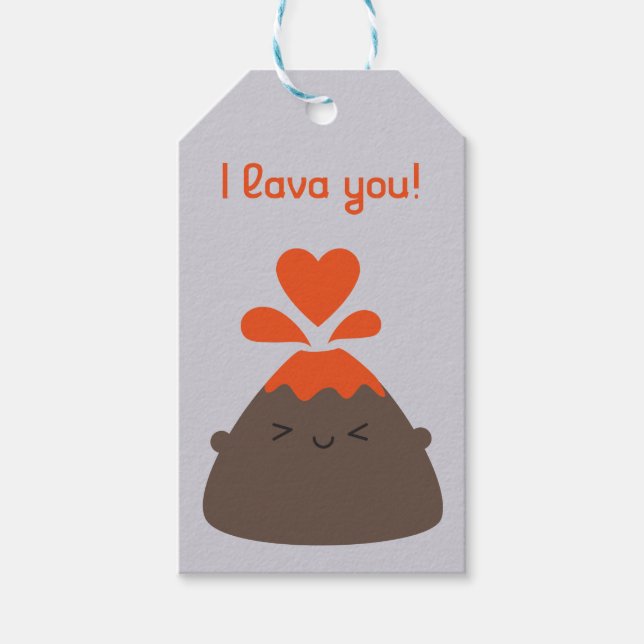 Étiquettes-cadeau Volcan I Lava You Kawaii (Devant)