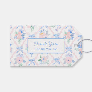 Étiquettes-cadeau Volets à ruban floral en Merci personnalisé