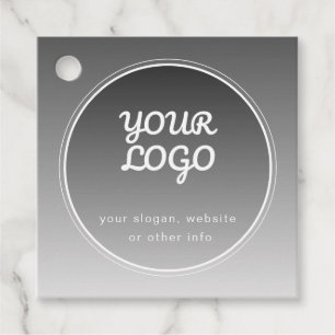 Étiquettes Cadeau Votre logo et texte modifiable   Dégradé gris fonc