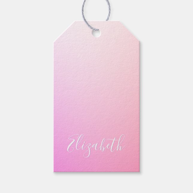 Étiquettes-cadeau Votre nom ou mot | Pink Ombre Gradation (Devant)