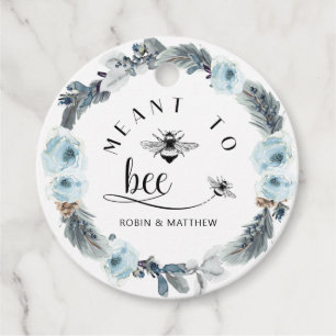 Étiquettes Cadeau Voulant à l'abeille, Dusty Blue Honey mariage Favo