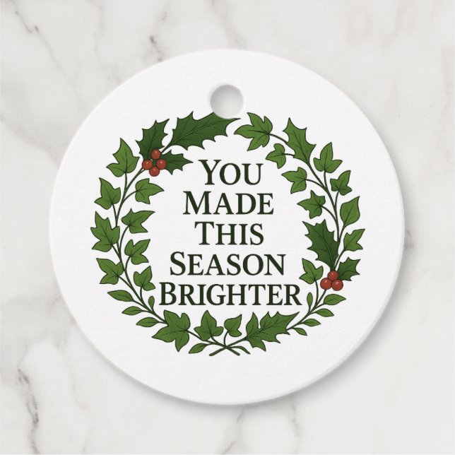 Étiquettes Cadeau Vous avez rendu cette saison plus lumineuse (Devant)