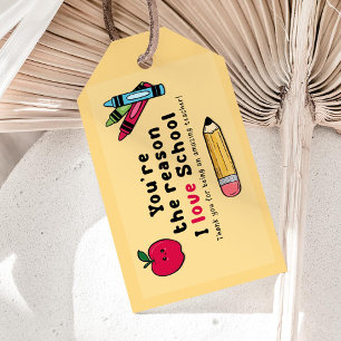 Étiquettes-cadeau Vous êtes la raison pour laquelle j'aime l'école P