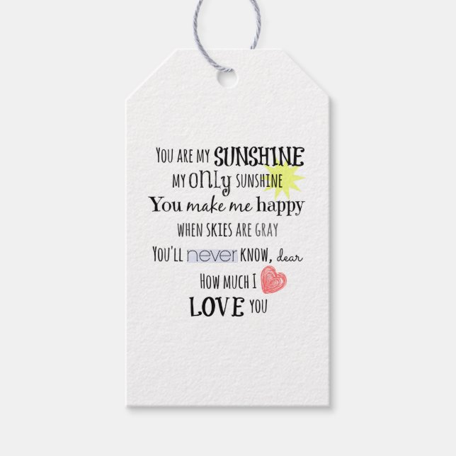 Étiquettes-cadeau Vous êtes ma citation Sunshine (Devant)